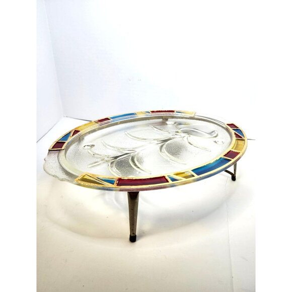 INLAND GLASS PLATTER WITH METAL WARMER - Picture 2 of 6